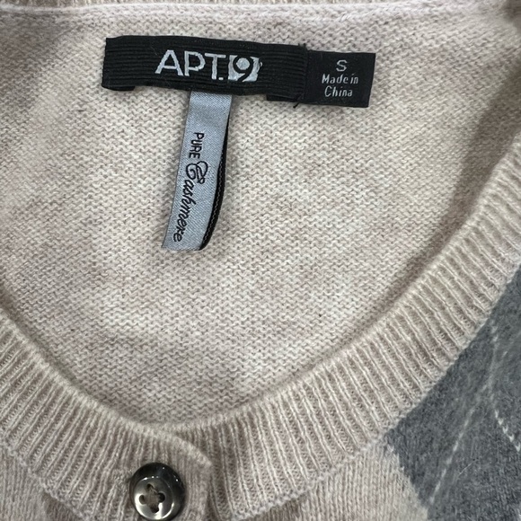 Apt. 9 Cardigan Sweater Black Argyle 100% Cashmere Casual Work Women's Small - Picture 5 of 6